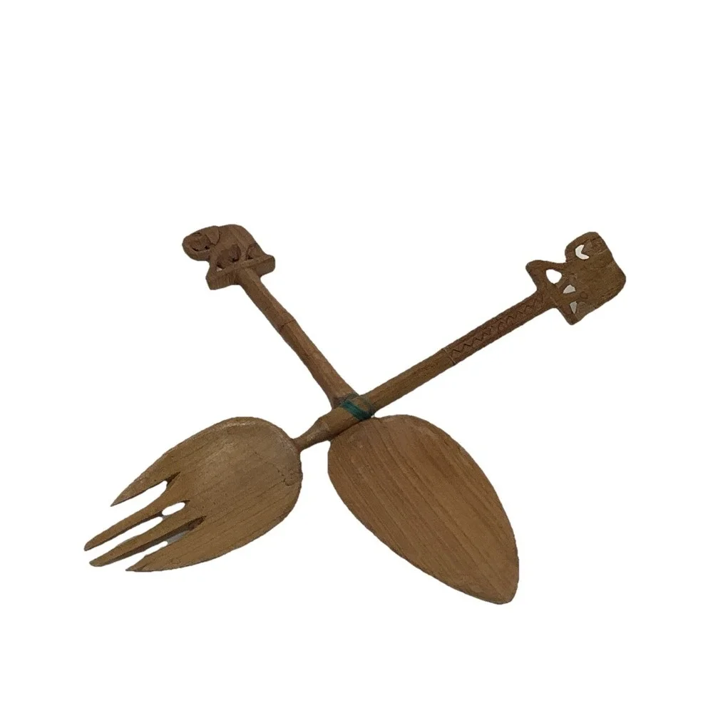 Swaziland Africa‎ Decor Mother & Child Sisal Doll + Tribal Salad Servers